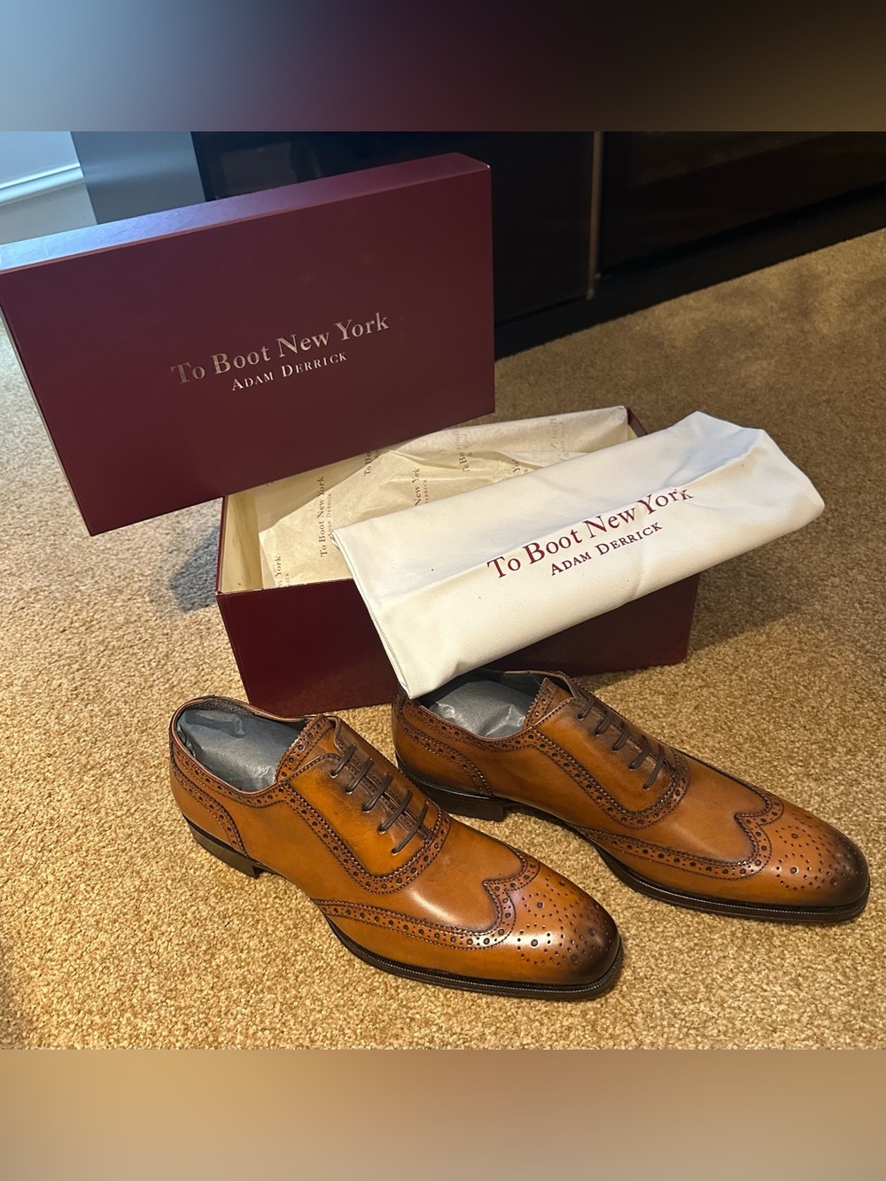 To Boot New York Adam Derrick Men’s Cognac Leather Wingtip Oxfords